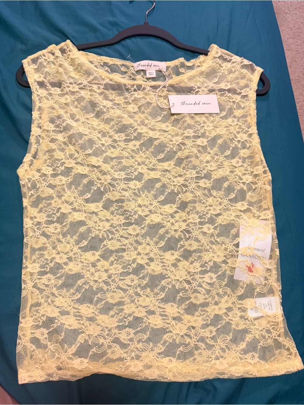 NWT Threaded Rose Yellow Lace Sleeveless Top purchased on Revolve